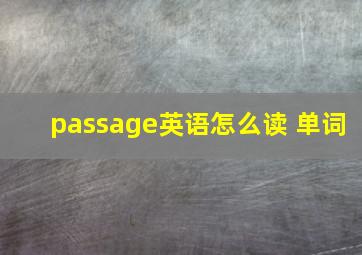 passage英语怎么读 单词